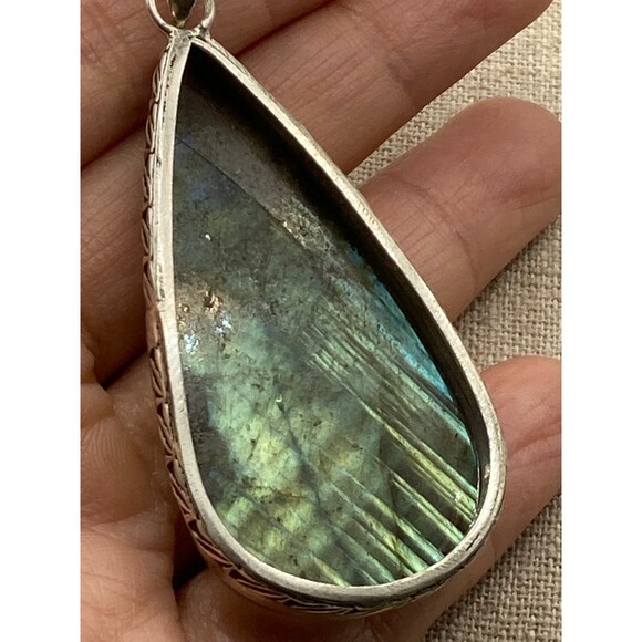 925 sterling silver huge labradorite Pendant - Picture 5 of 7